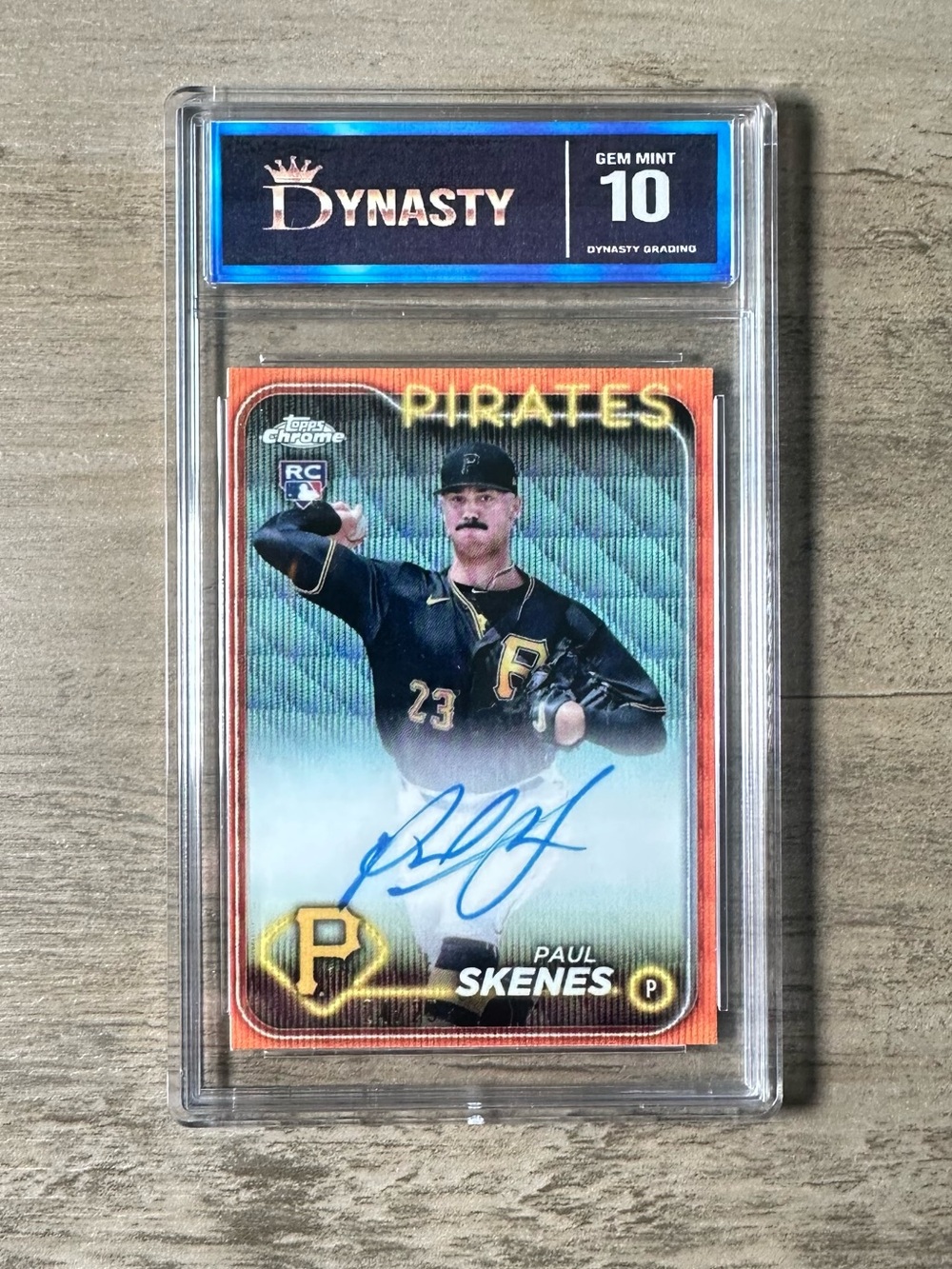 Paul Skenes Signed Rookie 2024 Topps Chrome Gem Mint 10 Novelty Baseball Card.